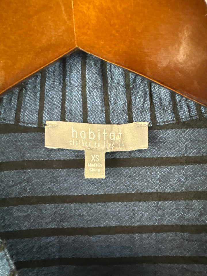 Women’s Habitat XS Dark Blue &amp; Black Striped Button Up