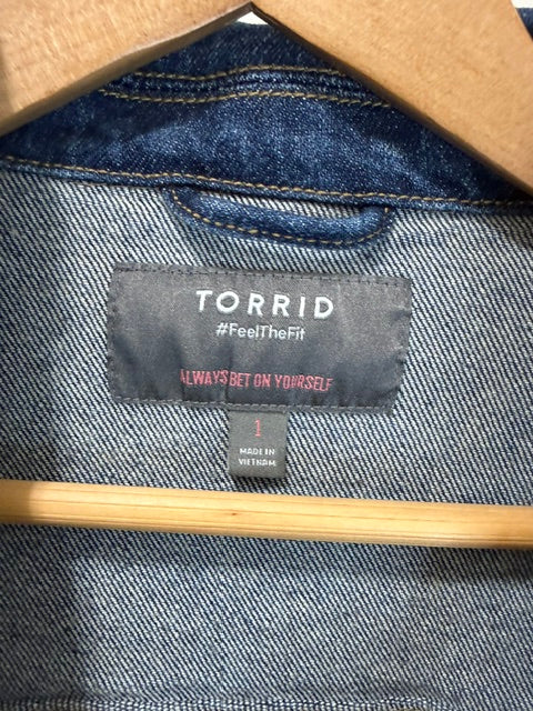 Torrid Classic Distressed Denim Jacket – Medium Wash – Sz1X (14–16)