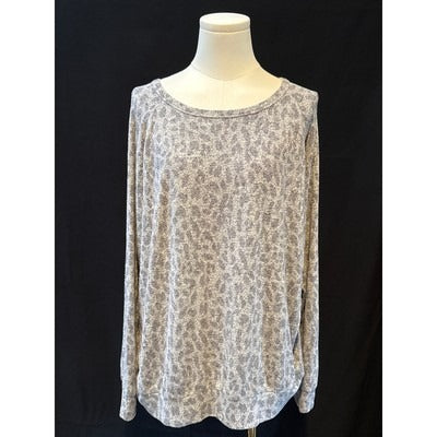 Women’s Buffalo Grey Leopard Print Long Sleeve Shirt Sz XL