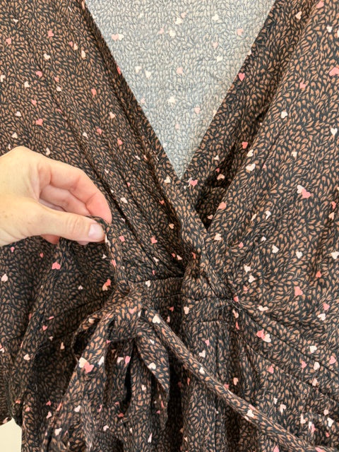 Torrid Faux Wrap Tunic Top Animal Print Pink Hearts Sz1/1X