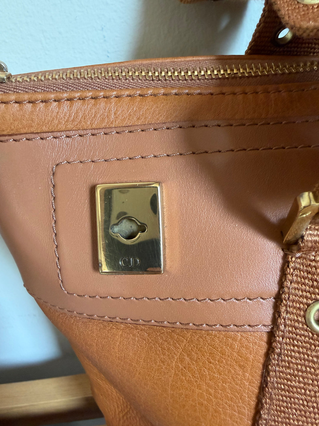 Vintage Christian Dior Street Chic Brown Leather Grommet Tote John Galliano