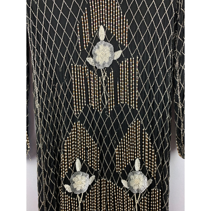 Vintage 100% Silk Beaded Dress Size M