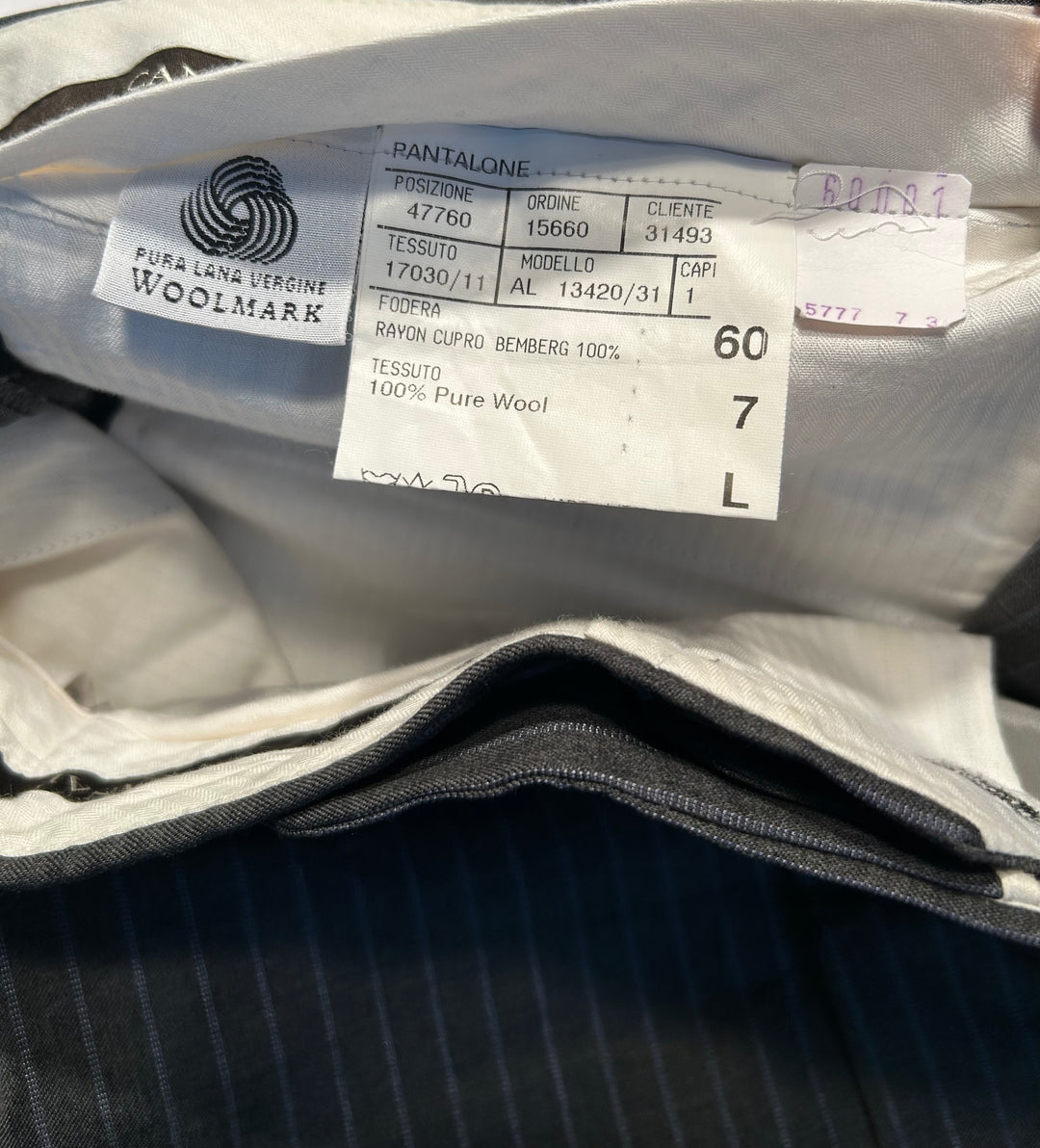 Canali Men’s Double-Breasted Pinstripe 100% Wool Suit Gray 40X29 46L Cuffed Pleated