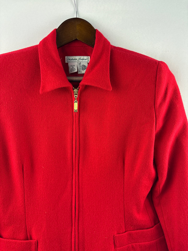 Women’s Stephanie Andrews Size 6 Bright Red Zip Blazer