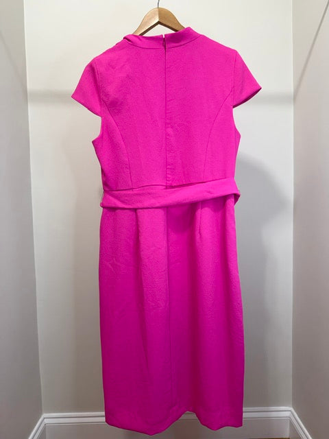 J.Crew Pink Triple Dobby Belted Faux Wrap Dress Sz14 NWOT