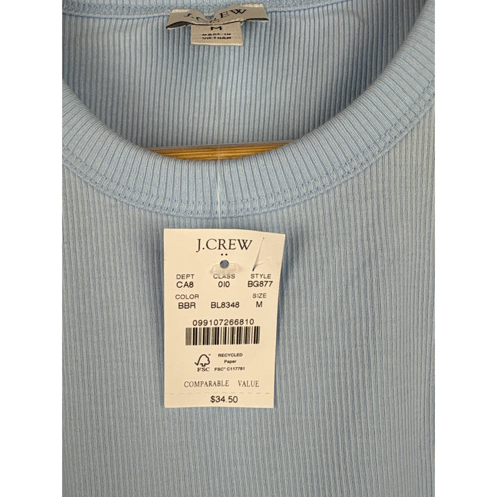 J.Crew Womens Ribbed Tank Top Light Blue Medium New With Tags