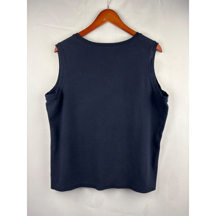 Charter Club Sleeveless Ribbed Knit Top 1X Cotton/Spandex Black Made In Jordan