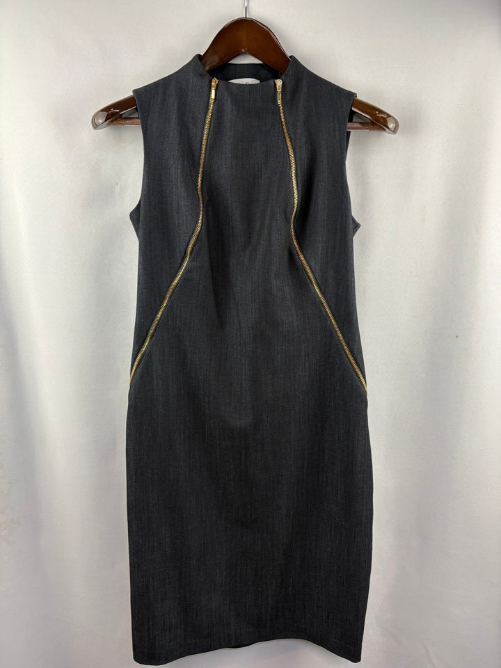Women’s Calvin Klein Size 2 Black Pencil Dress w/ Gold Zippers