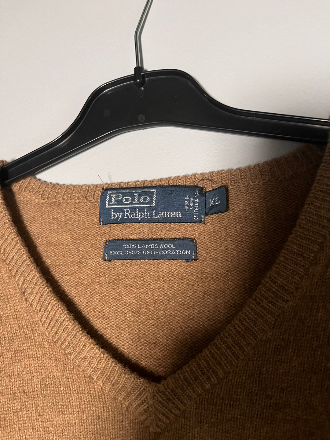 Vintage Polo by Ralph Lauren Pullover Beige 100% Lambs Wool Sweater Size XL
