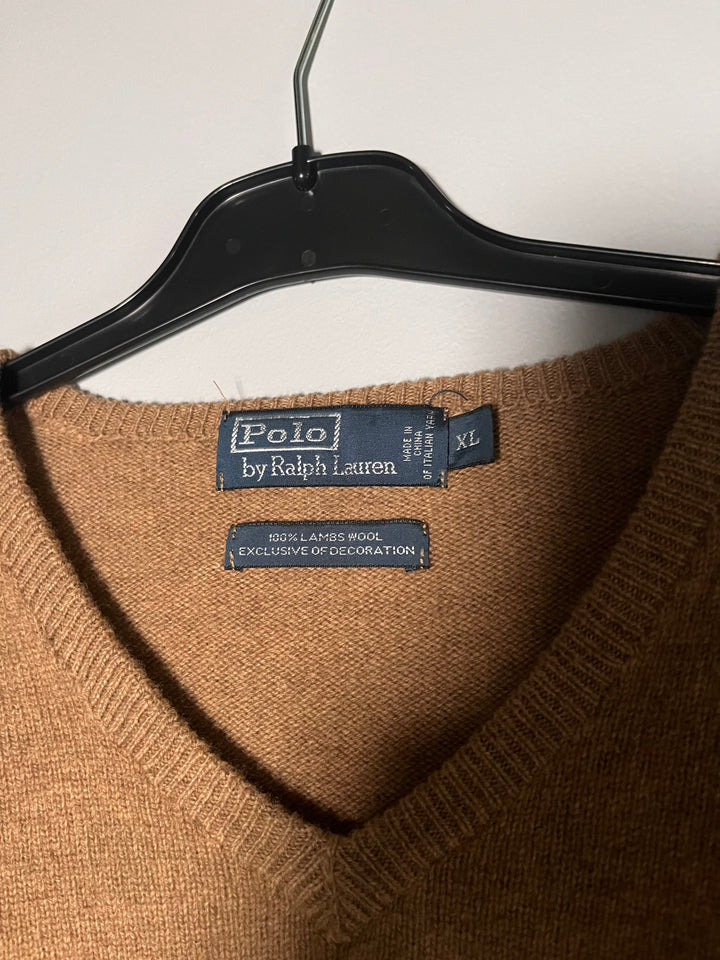 Vintage Polo by Ralph Lauren Pullover Beige 100% Lambs Wool Sweater Size XL