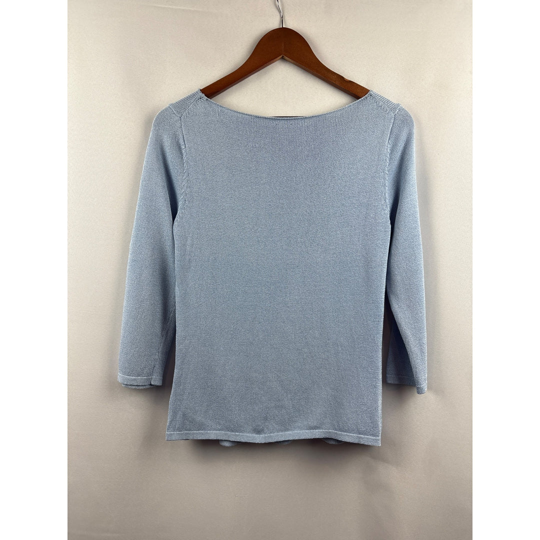 Eileen Fisher Womens Small Blue Boat Neck Sweater