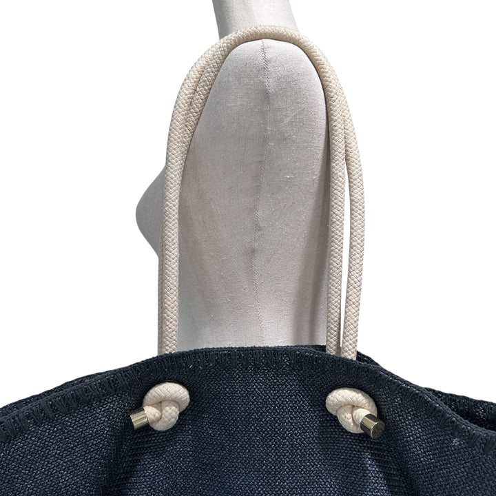 Tory Burch Knotted Whale Beach/Pool Tote Handbag Purse Blue Canvas Nautical Preppy Whimsical Vacatio