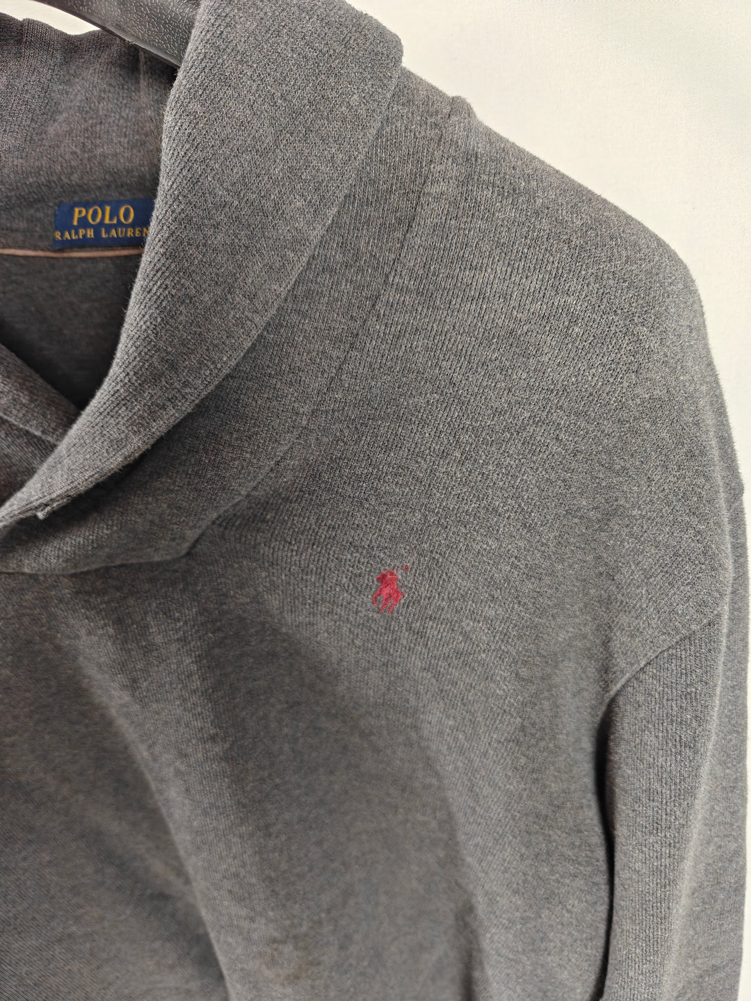 Men’s Polo Ralph Lauren Shawl Collar Pullover Sweater Gray Size XL