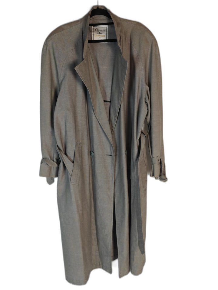 Christian Dior Le Connaisseur Men's Taupe Belted Trench Coat Long Double Breasted Vintage