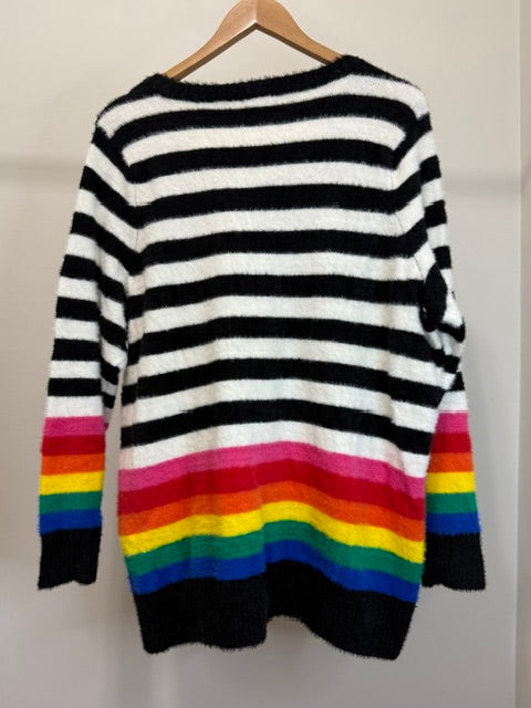 Torrid Striped Fuzzy Rainbow Sweater Sz1 (14–16)