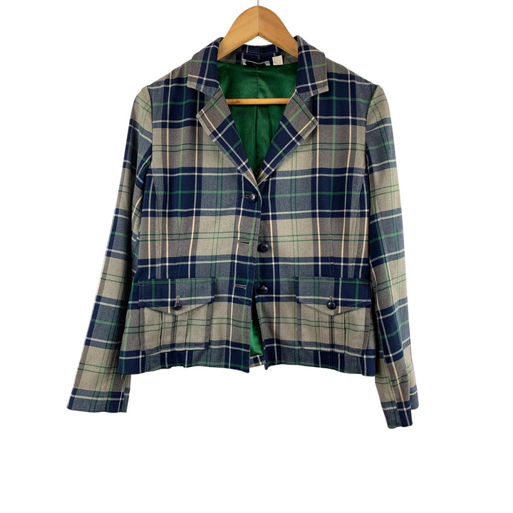 Joan Rivers XS Plaid Blazer Jacket For Women Polyester & Rayon Blend Button Closure Smart Casual Style Made In China