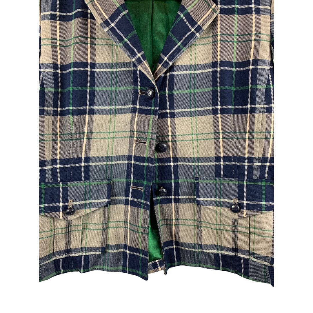 Joan Rivers XS Plaid Blazer Jacket For Women Polyester & Rayon Blend Button Closure Smart Casual Style Made In China