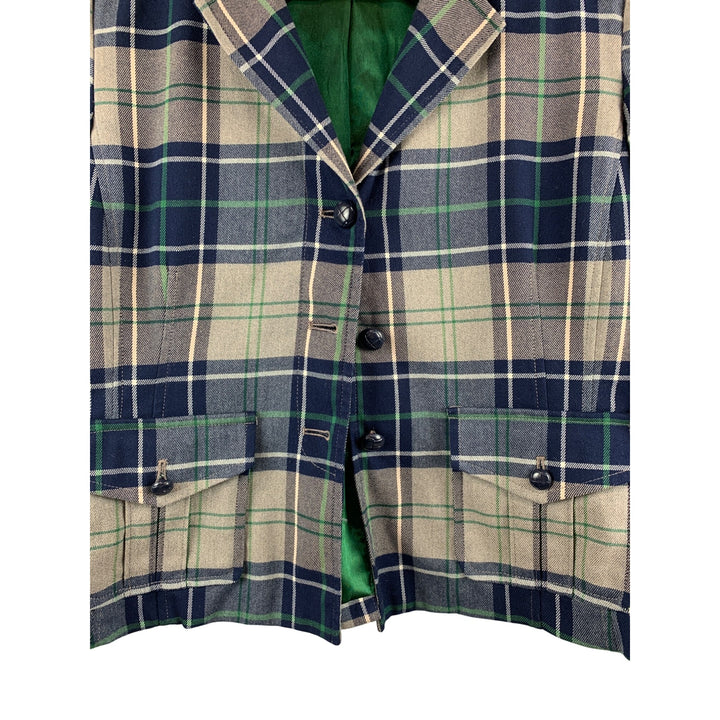 Joan Rivers XS Plaid Blazer Jacket For Women Polyester & Rayon Blend Button Closure Smart Casual Style Made In China