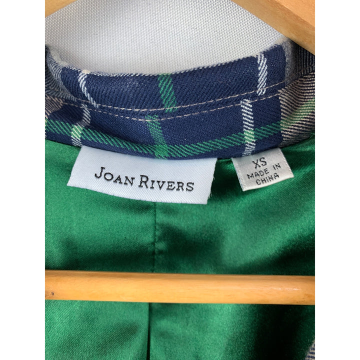 Joan Rivers XS Plaid Blazer Jacket For Women Polyester & Rayon Blend Button Closure Smart Casual Style Made In China