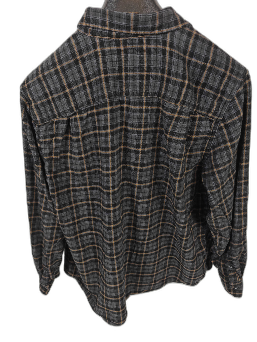 Mens George Flannel Shirt Black Gray Plaid Size L