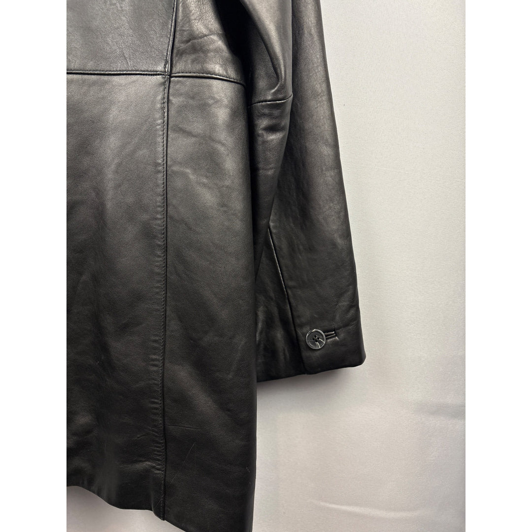 Women’s Alfani Outerwear Large Black Leather Overcoat