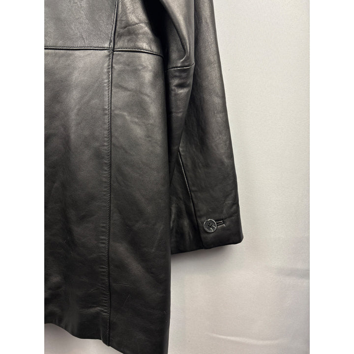 Women’s Alfani Outerwear Large Black Leather Overcoat