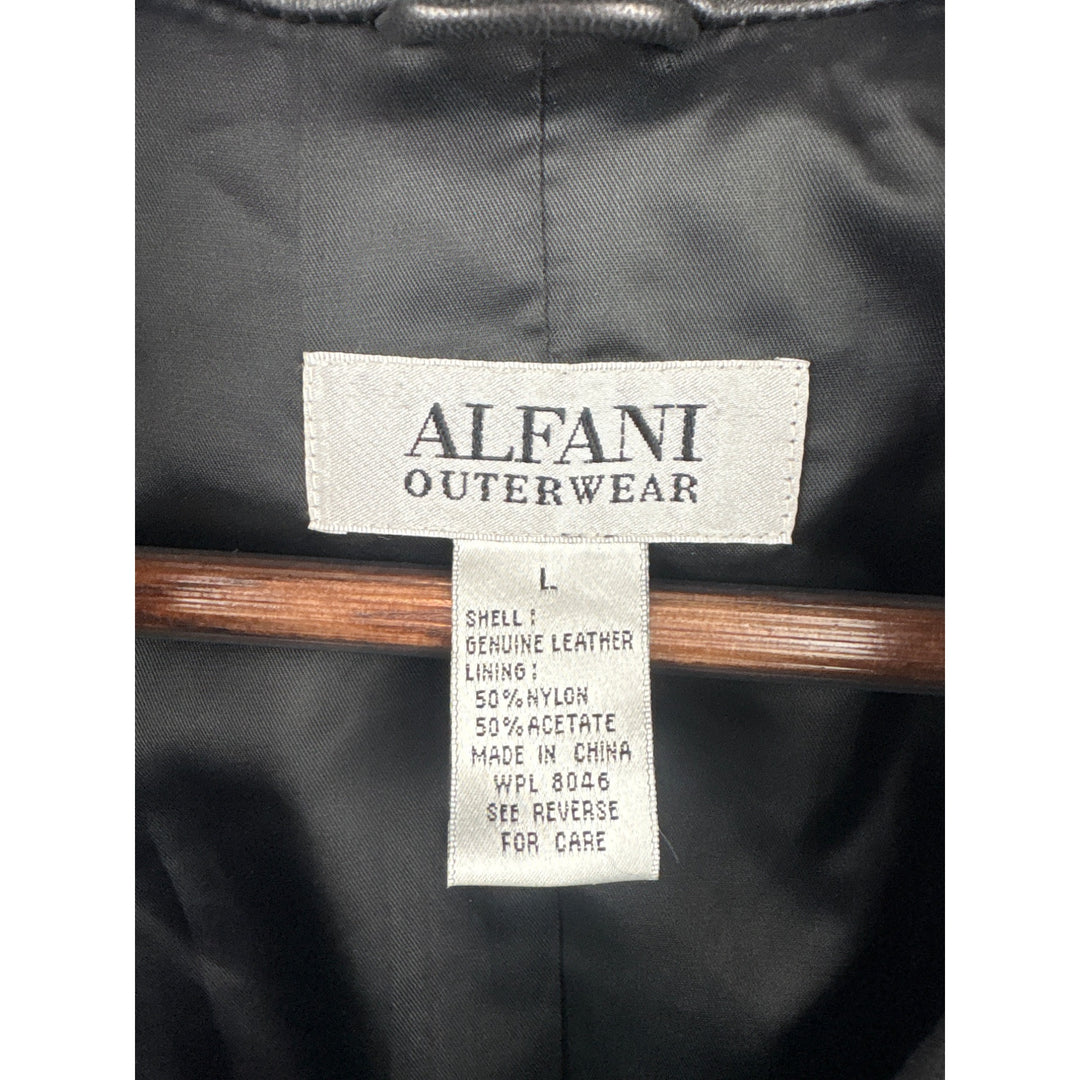 Women’s Alfani Outerwear Large Black Leather Overcoat