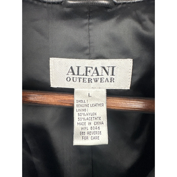 Women’s Alfani Outerwear Large Black Leather Overcoat