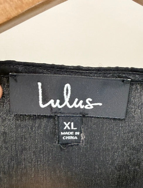 Lulus Moments of Love Black Satin Romper SzXL/14 NWT