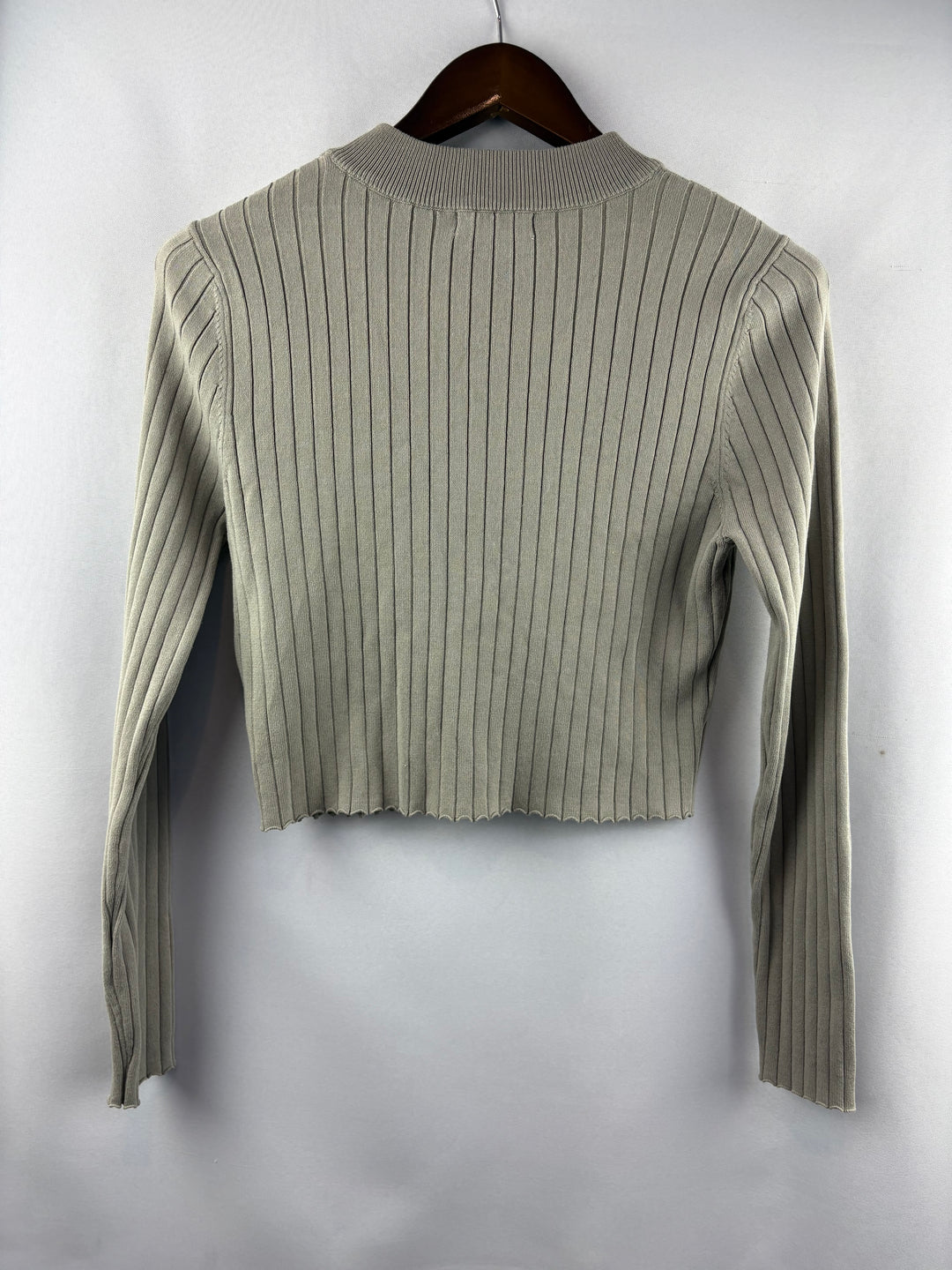 Women’s Miss Love Large Sage Green Ribbed Long Sleeve