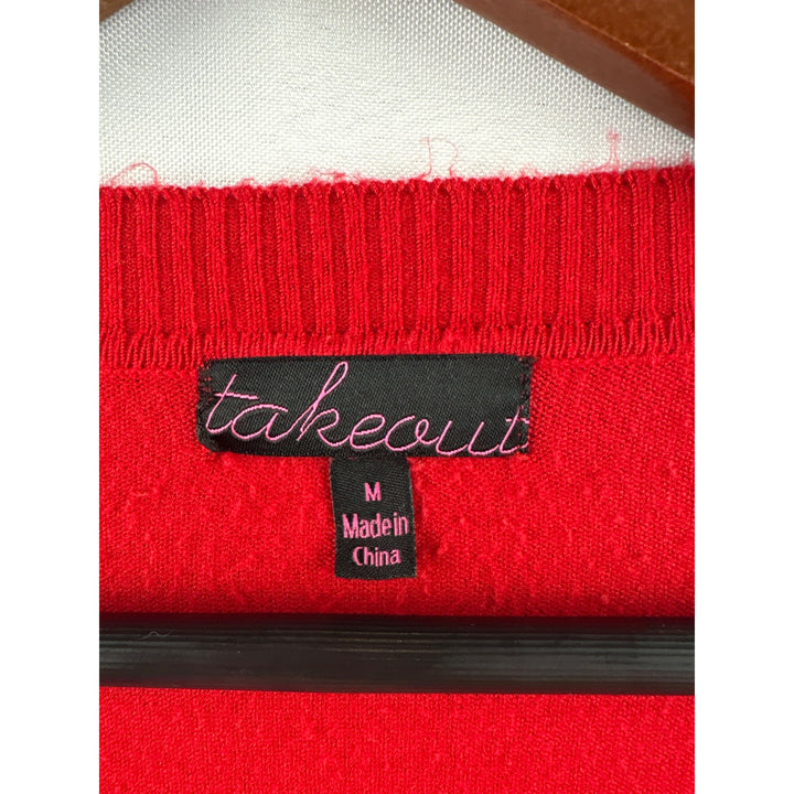 Takeout Womens Red V-Neck Sweater Medium