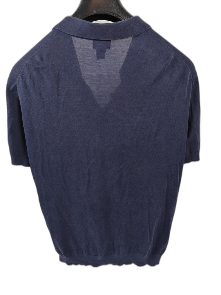 Men’s H&amp;M Silk Blend Knit Polo Shirt Navy Blue Size XL