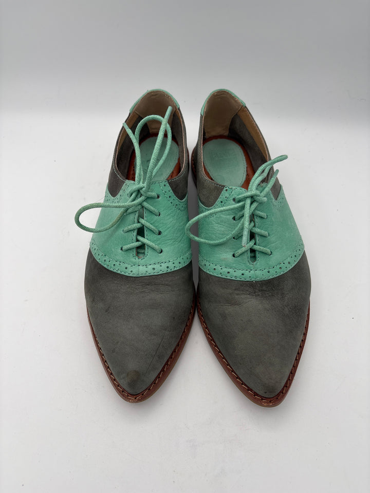 Women’s Frye Size 9 Teal & Stone Gray Leather Dance Shoes