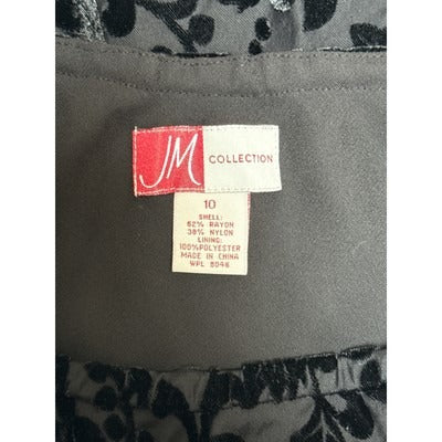 Women’s Velvet JM Collection Black Floral Patterned Skirt Sz 10
