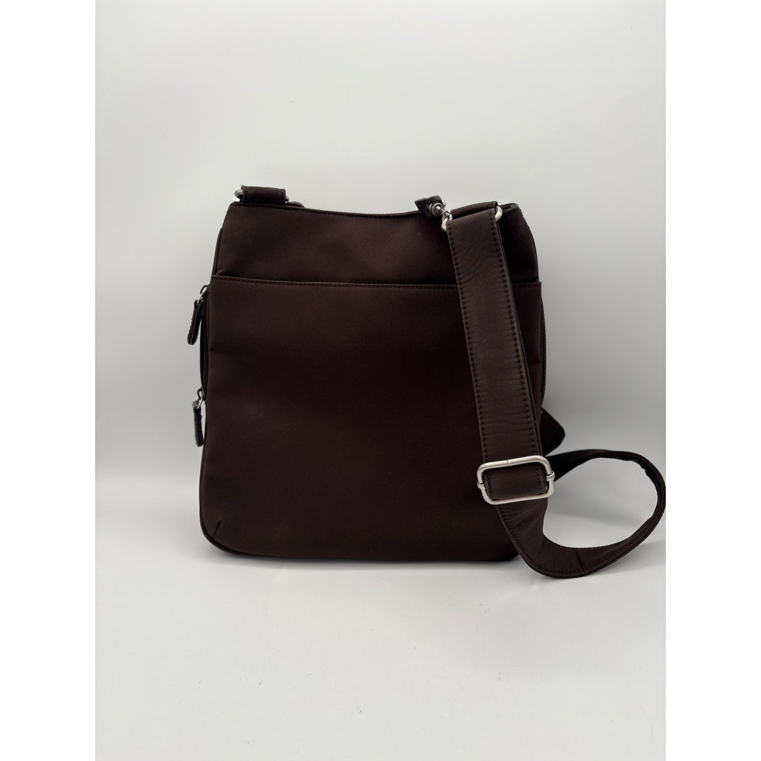 Brown Nylon Crossbody Bag With Adjustable Strap & Detachable Pouch