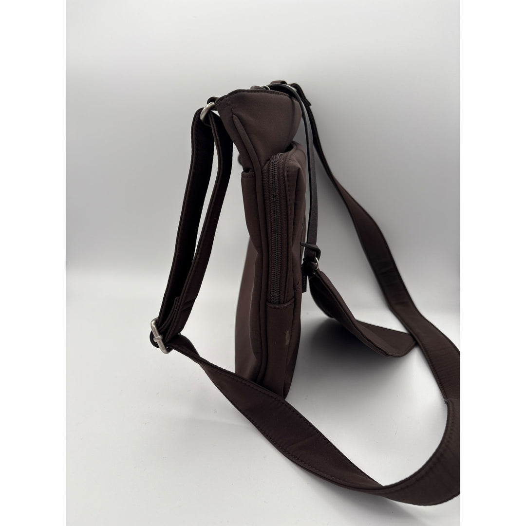Brown Nylon Crossbody Bag With Adjustable Strap & Detachable Pouch