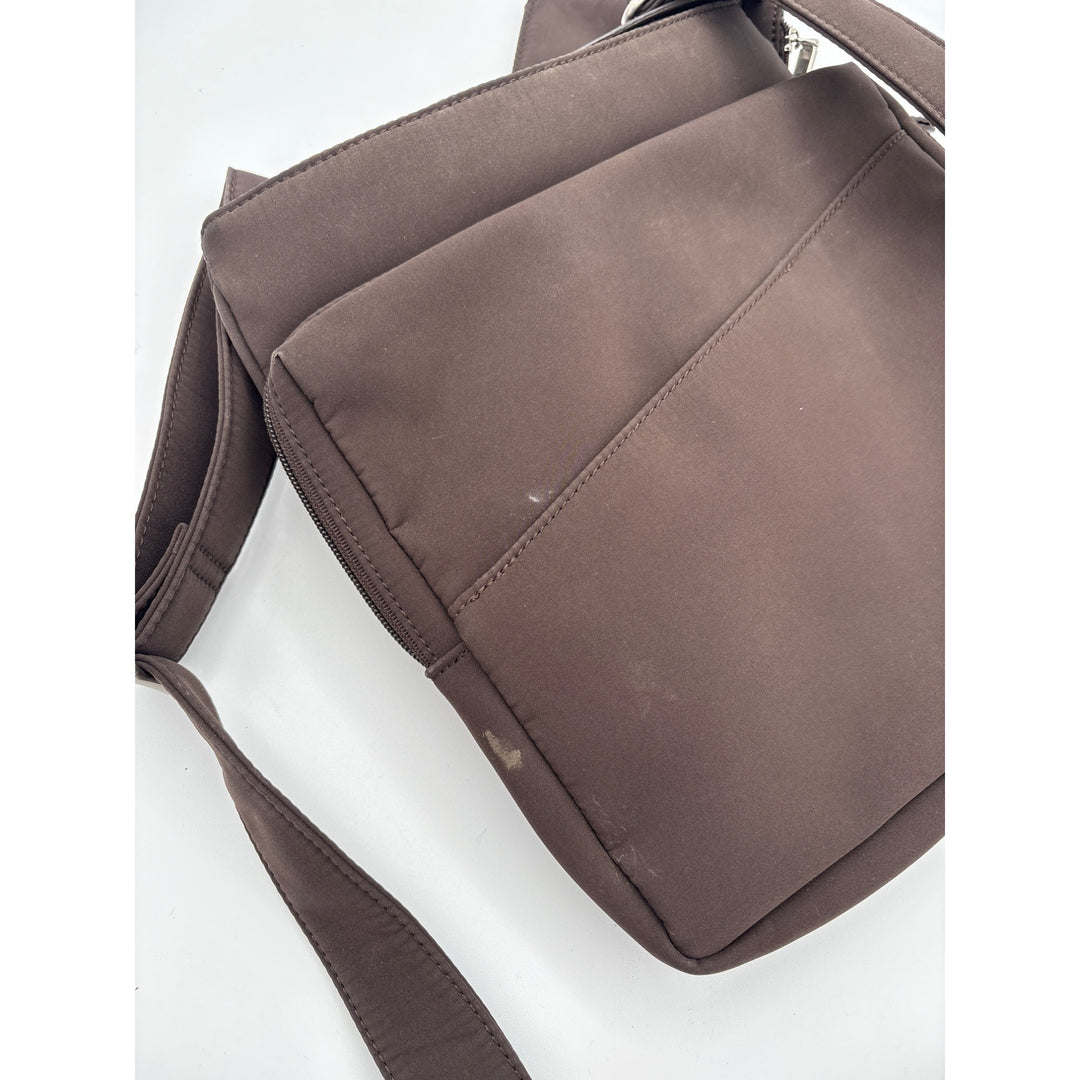 Brown Nylon Crossbody Bag With Adjustable Strap & Detachable Pouch