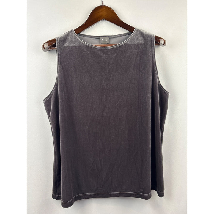 Women’s Chico’s 1XL Grey Velvet Sleeveless Blouse