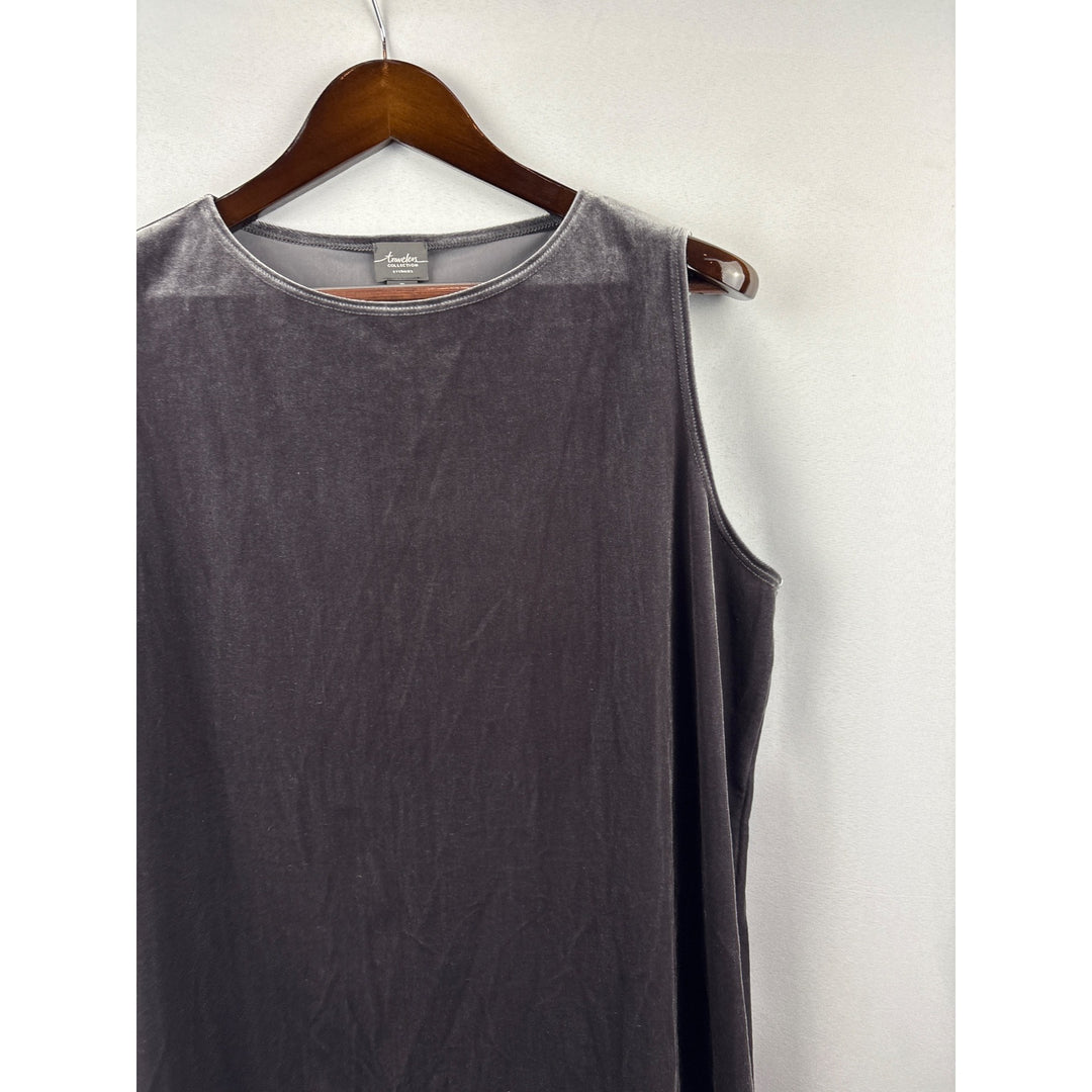 Women’s Chico’s 1XL Grey Velvet Sleeveless Blouse