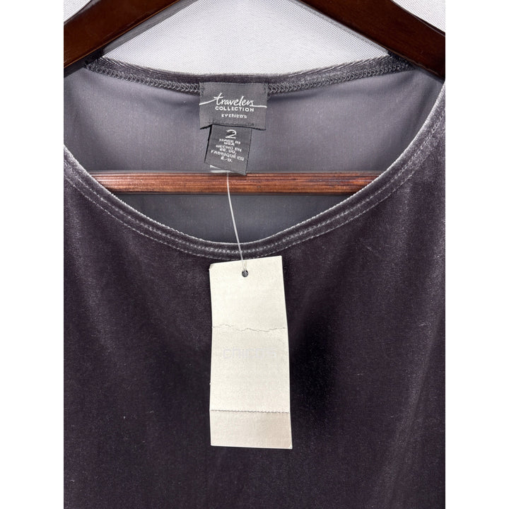 Women’s Chico’s 1XL Grey Velvet Sleeveless Blouse