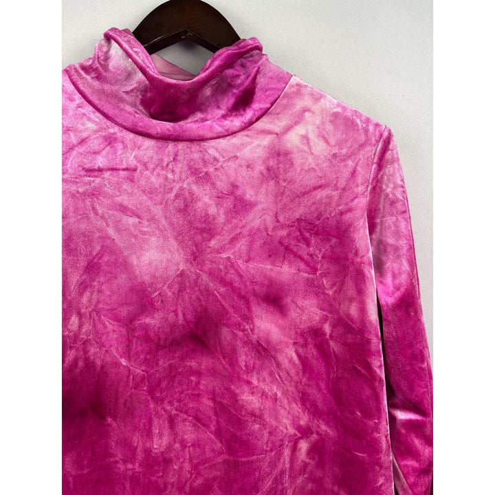 Women’s Rachel Roy 1X Light & Dark Pink Long Sleeve Velvet Turtleneck