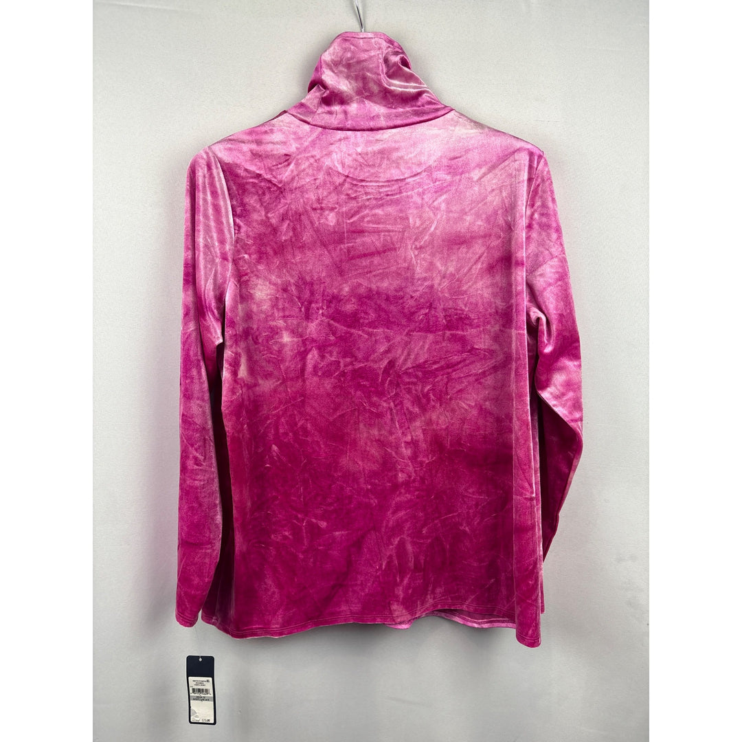 Women’s Rachel Roy 1X Light & Dark Pink Long Sleeve Velvet Turtleneck