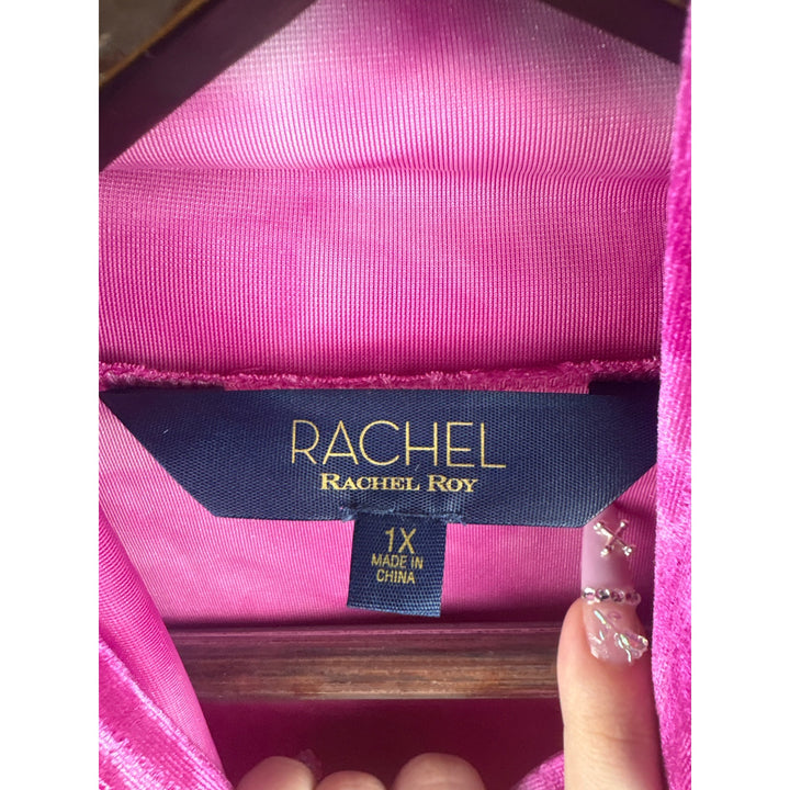 Women’s Rachel Roy 1X Light & Dark Pink Long Sleeve Velvet Turtleneck