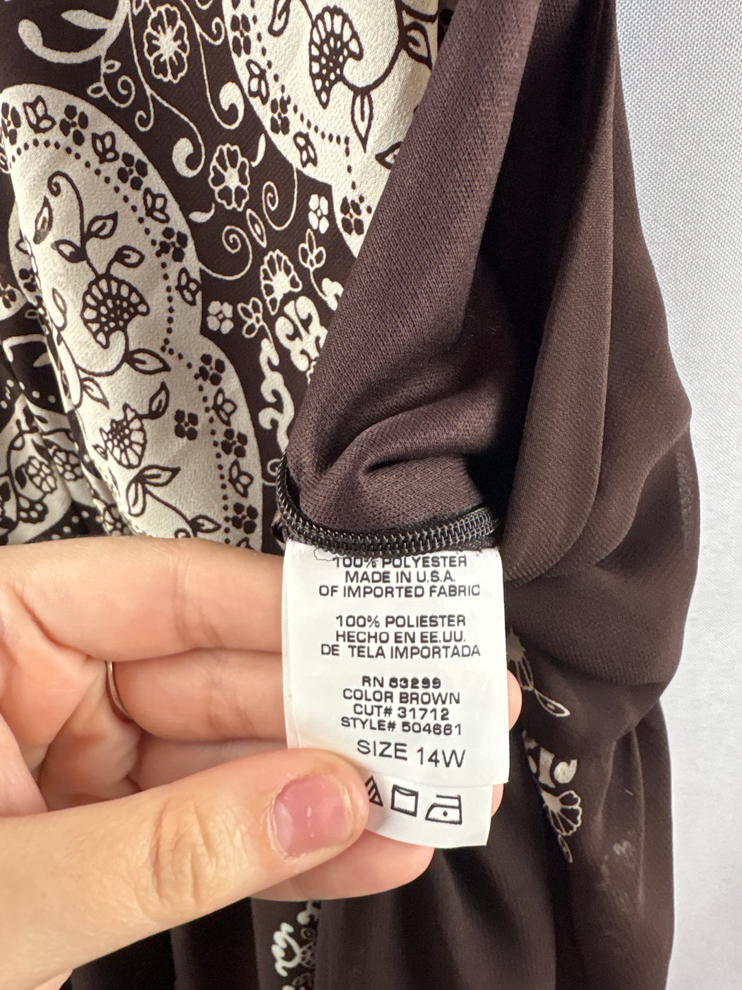 Women’s Silhouettes Size 14 Brown Paisley Maxi Dress