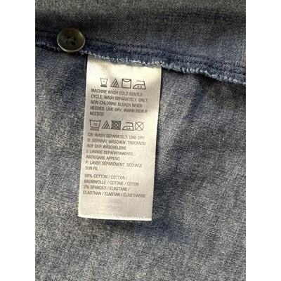 Belle By Kim Gravel Womens Denim Shirt 1X Blue Cotton Spandex Tie Front Button-Up