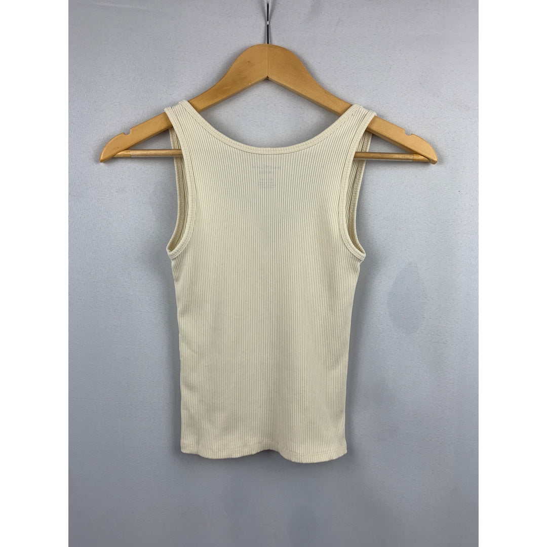 American Eagle Womens Ribbed Tank Top XS Beige Sleeveless