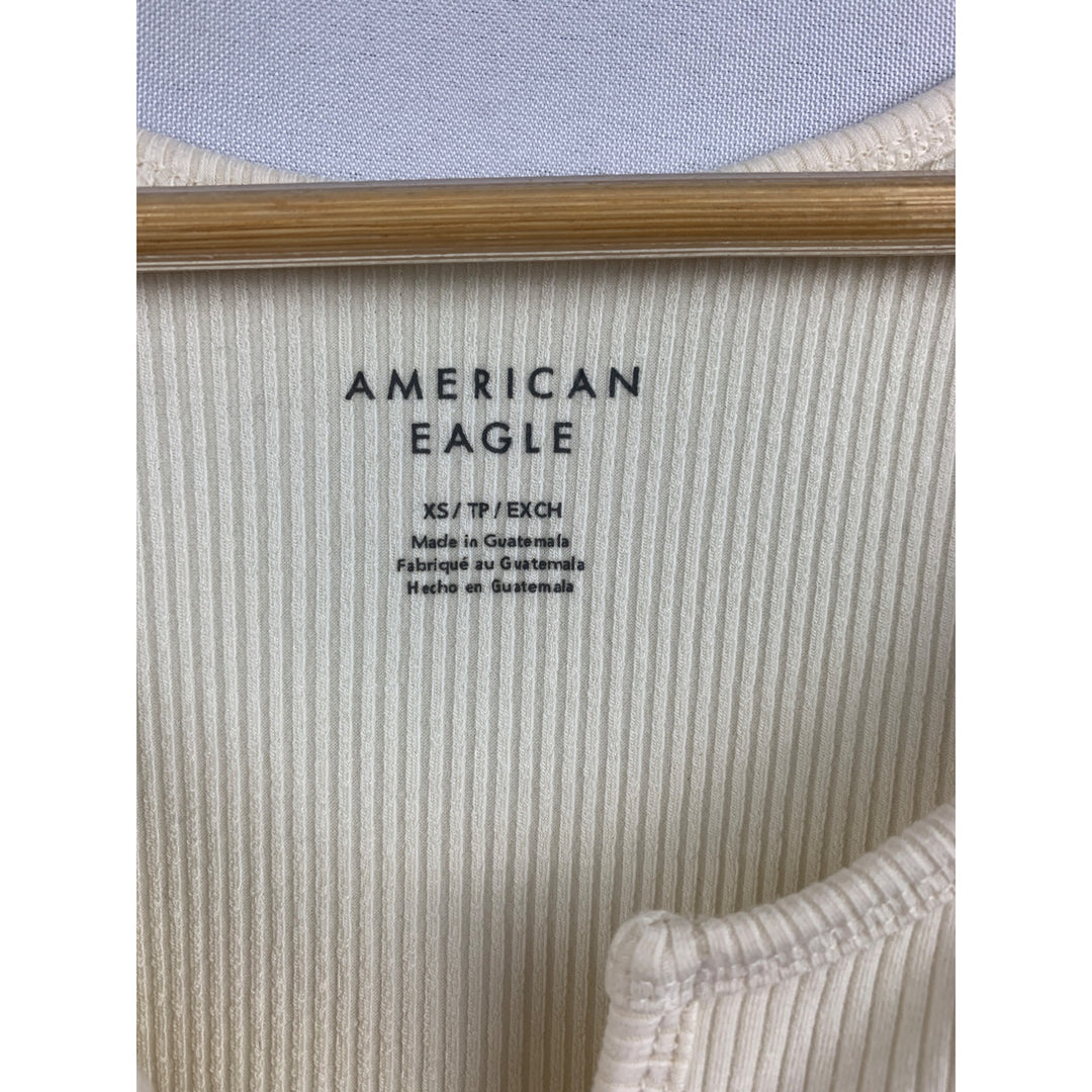 American Eagle Womens Ribbed Tank Top XS Beige Sleeveless