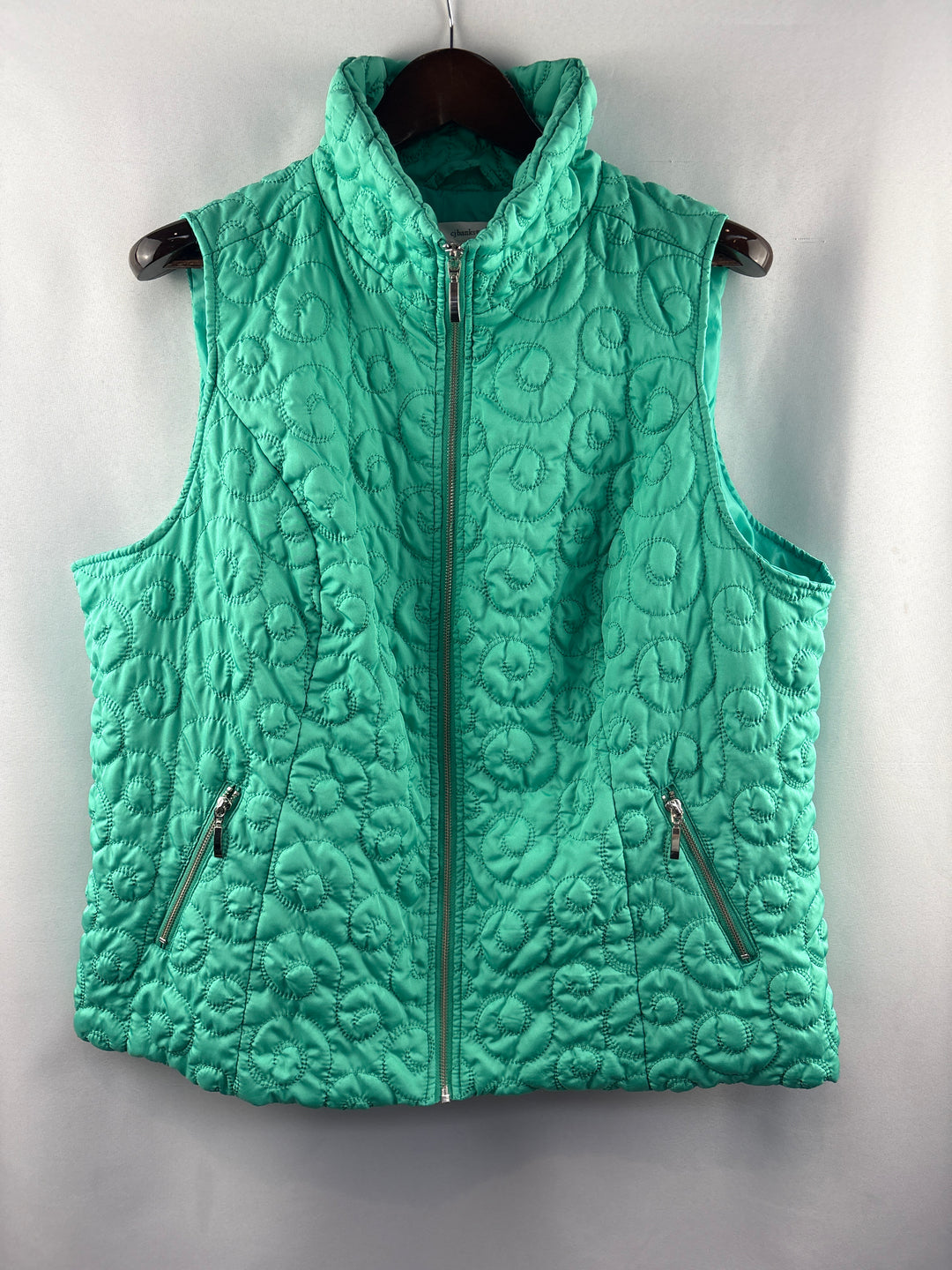 Women’s CJ Banks Size 2X Teal Swirl Embroidered Puffer Vest