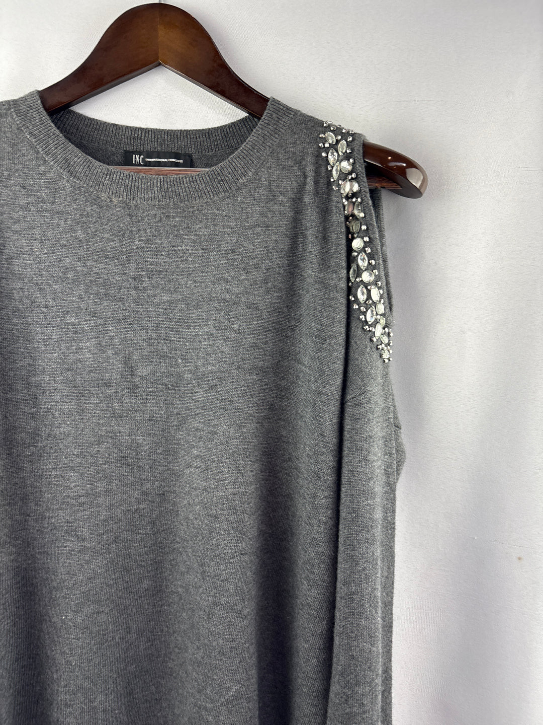 Women’s I.N.C International Concepts Medium Gray Bedazzled Sweater