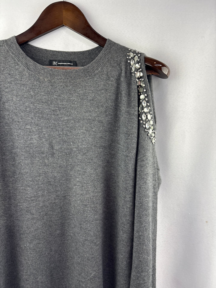Women’s I.N.C International Concepts Medium Gray Bedazzled Sweater
